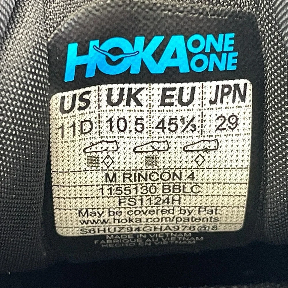 Hoka One One Rincon 4 Running Shoes Mens Size 11 D Black Mesh Athletic Sneakers